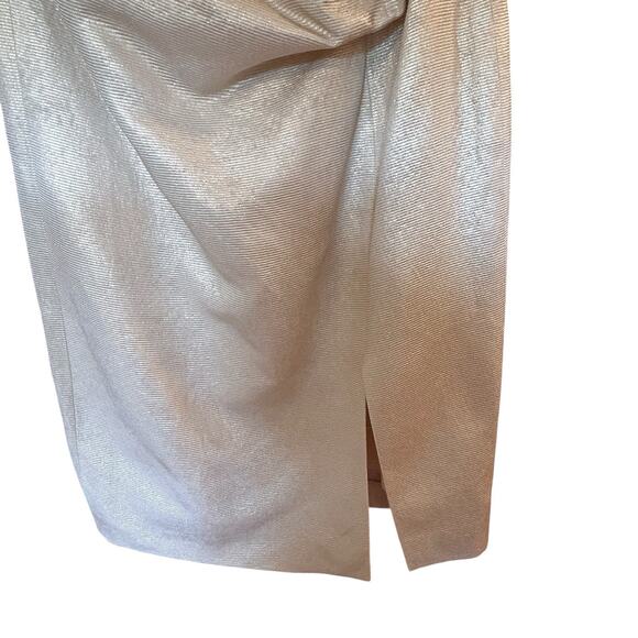 Escada Women’s 100% Silk Beige/Gold V-Neck Ruched Sleeveless Lined Dress 8/38 - Picture 6 of 14